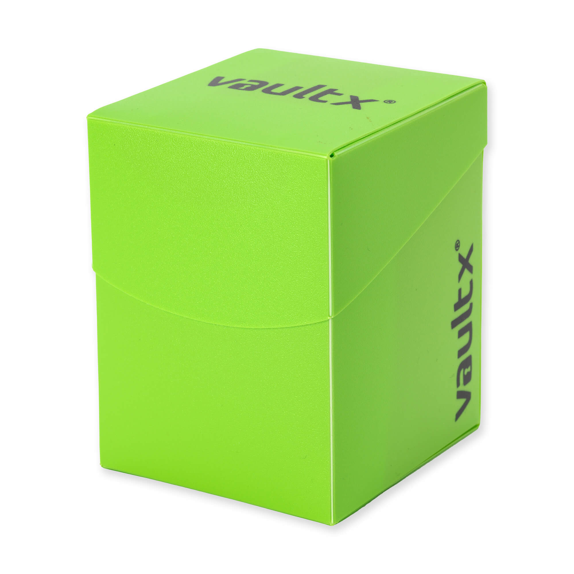 A green Vault X deck box featuring a smooth finish and a rounded closure.